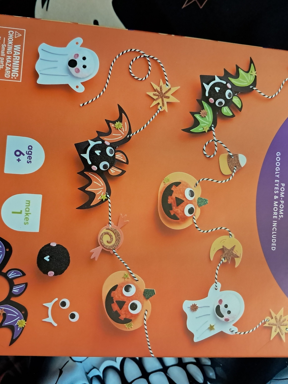 Halloween Kids Garland Craft Kit - Orange Pumpkin & Ghost Decorations